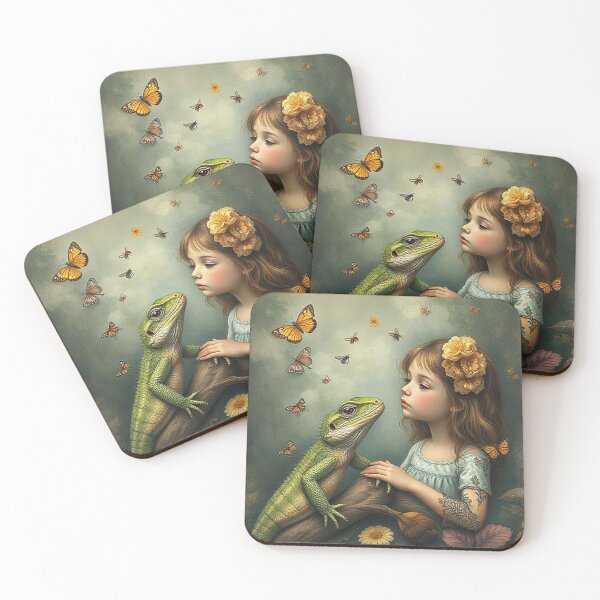 Item preview, fille et lézard et insectes designed and sold by Terry Collett.