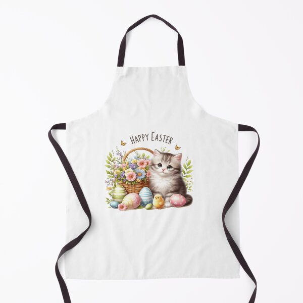 Item preview, Happy Easter, lovely sweet Easter kitty with Easter eggs and spring flowers. designed and sold by nicnacc.