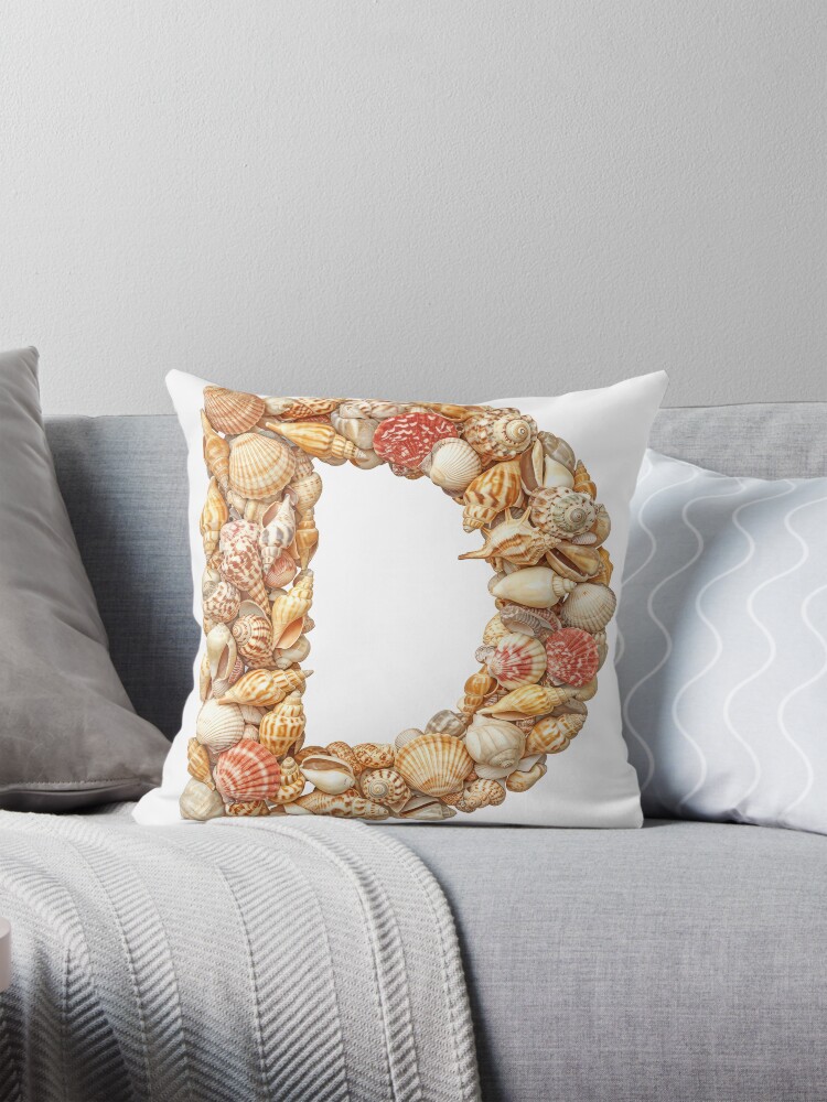 Thumbnail 1 of 4, Pillow, SHELLS LETTER D designed and sold by Art-type.