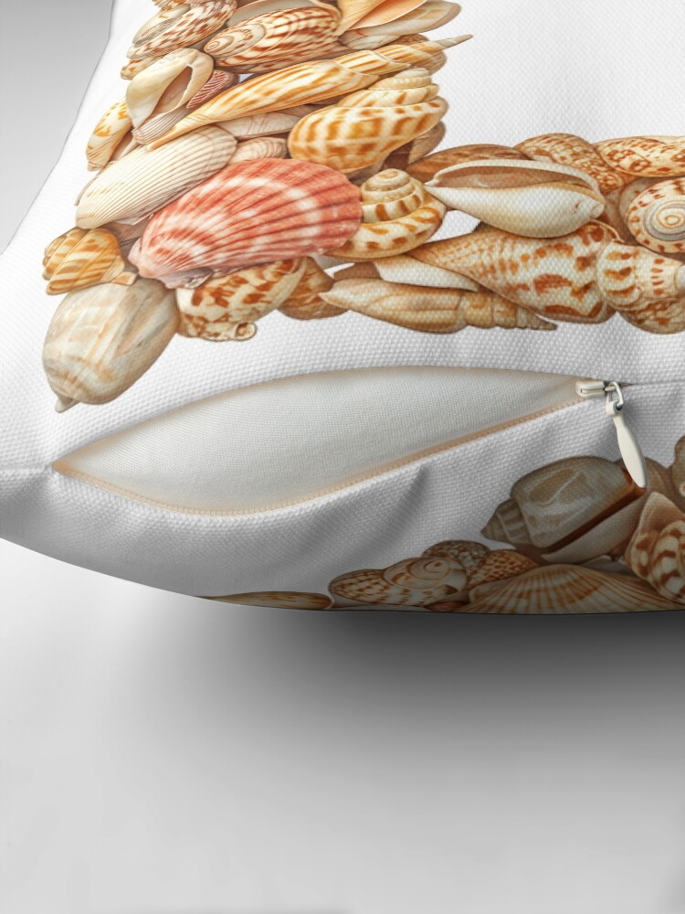 Thumbnail 2 of 4, Pillow, SHELLS LETTER D designed and sold by Art-type.