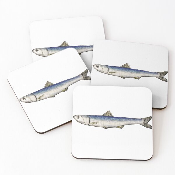 Item preview, Silver and Blue Sardine Fish Illustration designed and sold by LinhPhungArt.