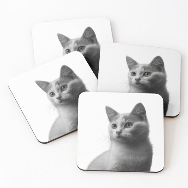 Item preview, Charcoal Style White Cat designed and sold by lascositasdetri.