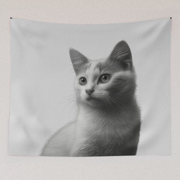 Item preview, Charcoal Style White Cat designed and sold by lascositasdetri.