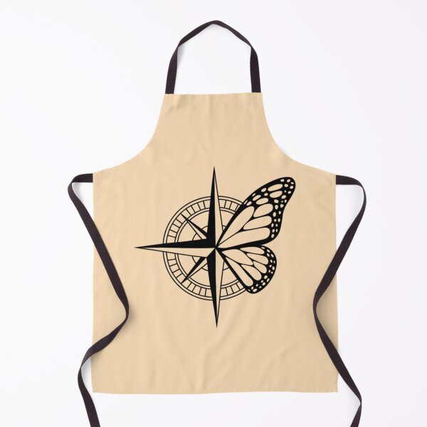 Item preview, compass symbolizing journey with a half chaotic lineart butterfly designed and sold by 123ks.