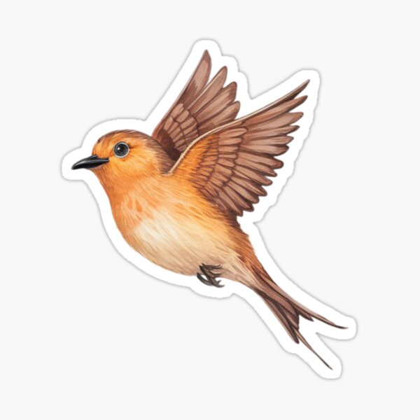 Item preview, a tiny warm orange bird flying designed and sold by 123ks.