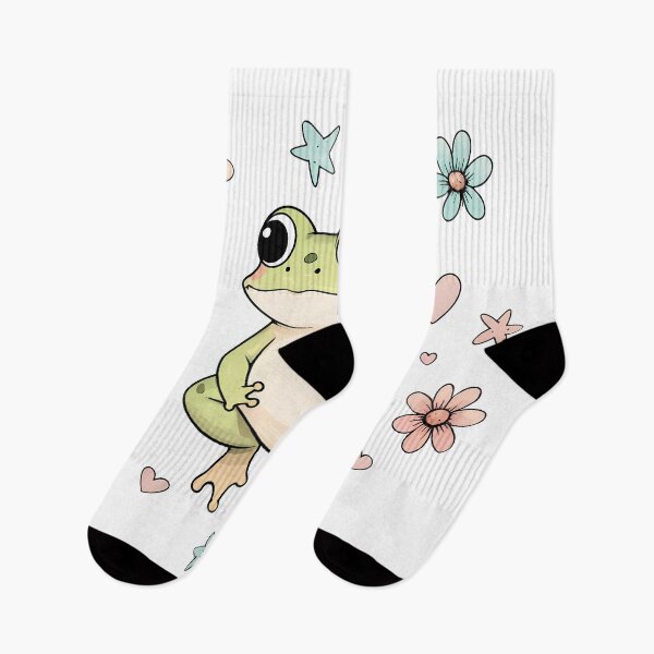 Item preview, Kawaii Frog with Flowers – Cute Aesthetic Pastel Sticker designed and sold by KateVil.