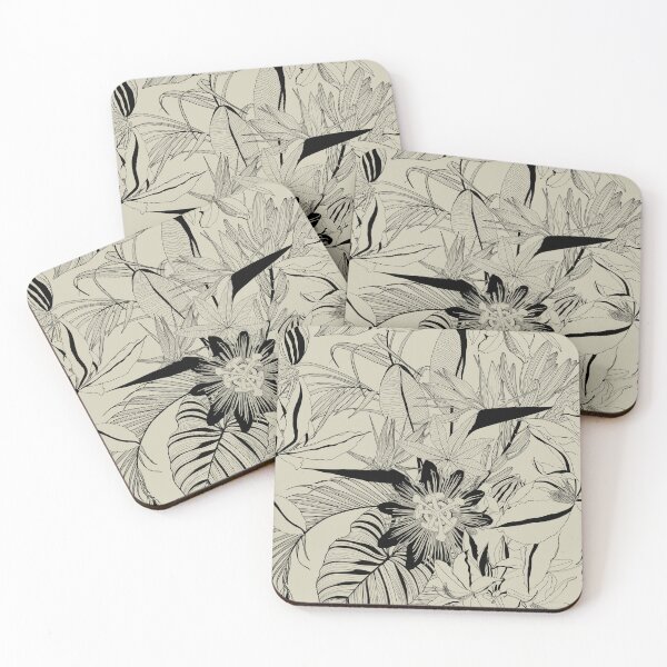 Item preview, Seamless tropical pattern with line leaves, flowers and plants. Seamless exotic pattern with tropical plants.  designed and sold by MatyKotiv.