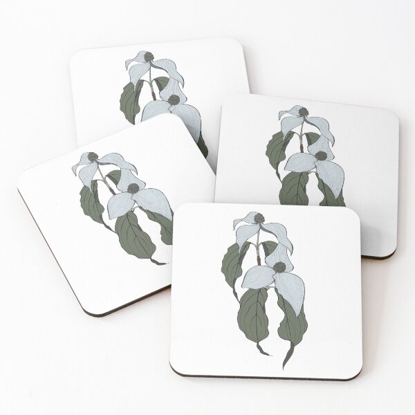 Item preview, Dogwood branch with flowers. Cornus florida. Line drawing. Simpe coloring illustration. designed and sold by MatyKotiv.