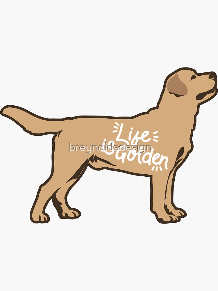 Thumbnail 3 von 3, Sticker, Golden Retriever | Das Leben ist golden designt und verkauft von breynoldsdesign.