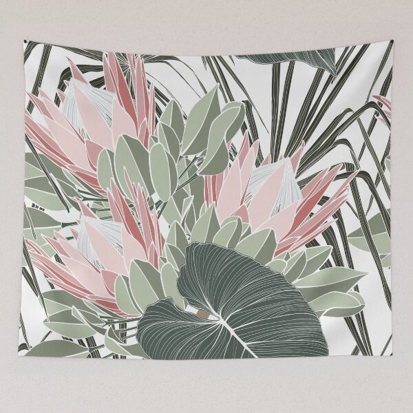 Item preview, Vintage african seamless pattern.Tropical flowers background. Banksia, protea line illustration. designed and sold by MatyKotiv.