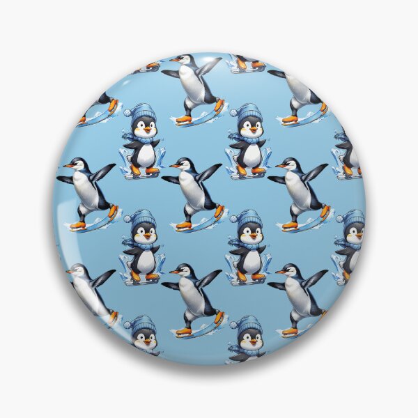 Item preview,  Ice Skating Penguins Pattern Design - Blue designed and sold by PatternTitan.