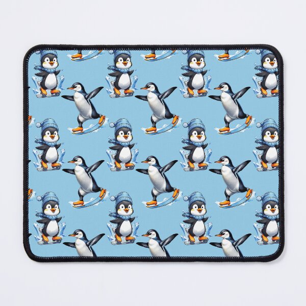 Item preview, Ice Skating Penguins Pattern Design - Blue designed and sold by PatternTitan.