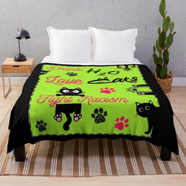 Item preview, Drink Water Love Cats Fight Racism Funny Cat Lover Cat Mom Anti Racism designed and sold by Zayavca.