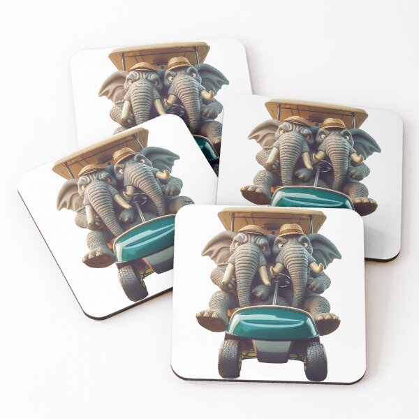 Item preview, Two Proper Angry Elephants Jammed into an Undersized Golf Cart designed and sold by nikkolaus.
