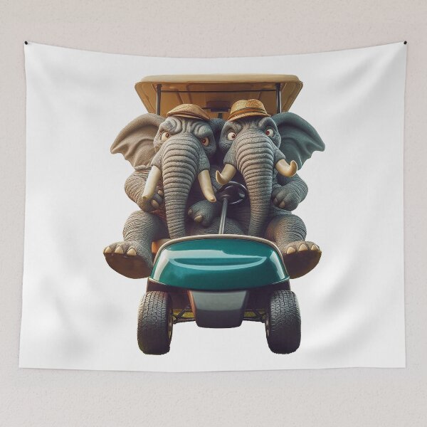 Item preview, Two Proper Angry Elephants Jammed into an Undersized Golf Cart designed and sold by nikkolaus.