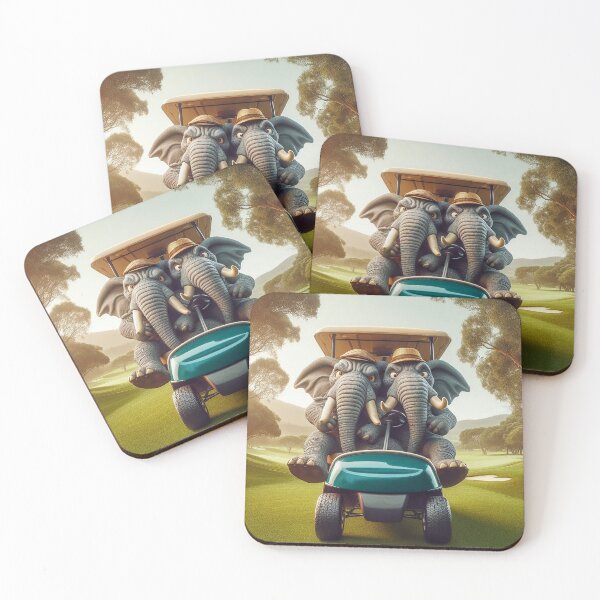 Item preview, Two Proper Angry Elephants Jammed into an Undersized Golf Cart - Full detail designed and sold by nikkolaus.