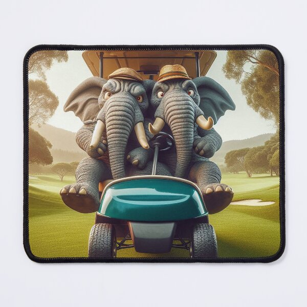 Item preview, Two Proper Angry Elephants Jammed into an Undersized Golf Cart - Full detail designed and sold by nikkolaus.
