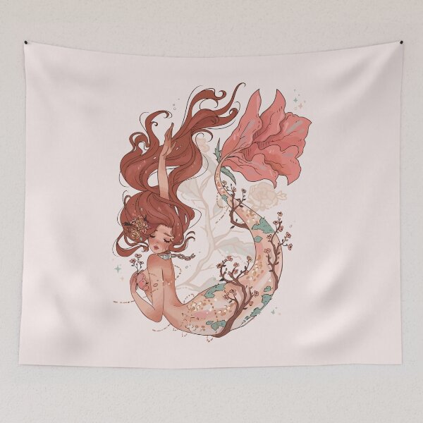 Item preview, Enchanting Pastel Mermaid with Floral Accents designed and sold by ParanormalWorld.