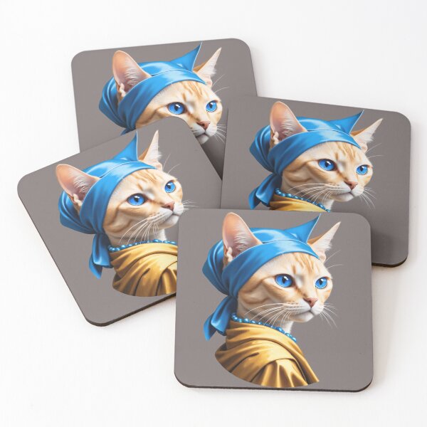 Item preview, Cat with a pearl earring in classical portrait style designed and sold by Marimurmurprint.