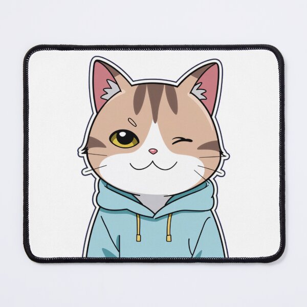 Item preview, Cute Winking Cat kawaii with hoodie designed and sold by OnixDesign.