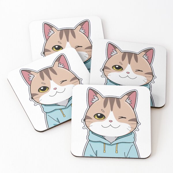 Item preview, Cute Winking Cat kawaii with hoodie designed and sold by OnixDesign.
