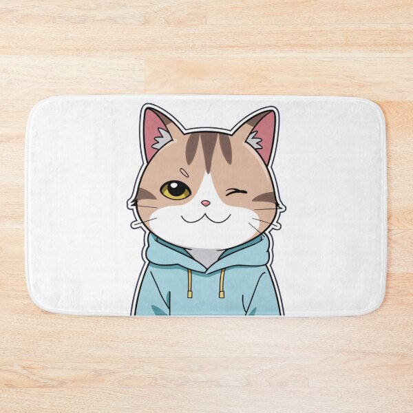Item preview, Cute Winking Cat kawaii with hoodie designed and sold by OnixDesign.