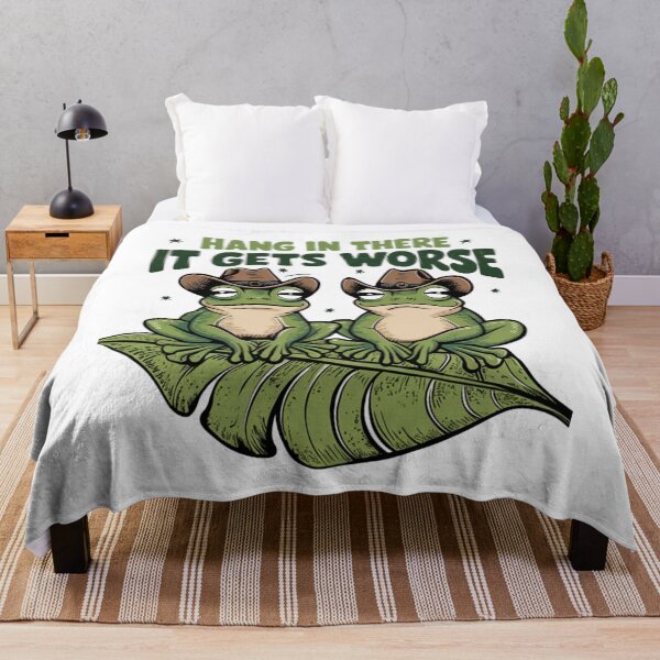 Item preview, Hang in There – Funny Cowboy Frog Meme designed and sold by Aredbox.