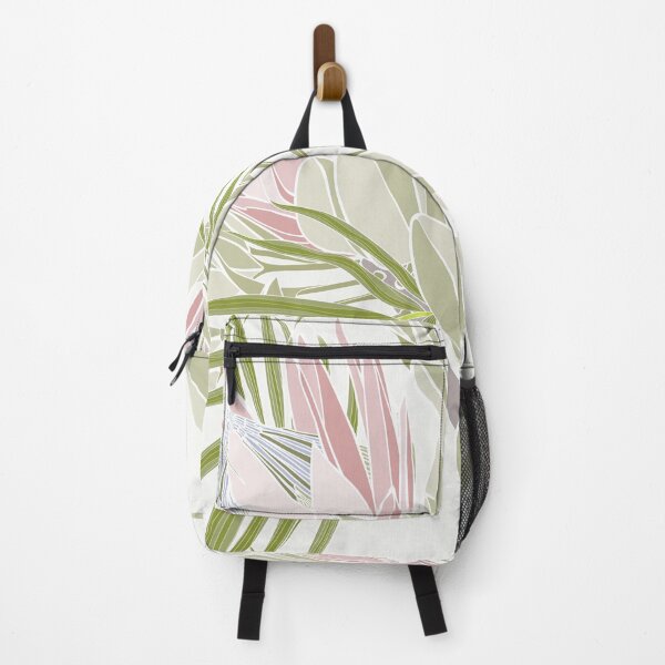 Item preview, Tropical flowers background. Banksia, protea, palm leaves, line illustration. designed and sold by MatyKotiv.