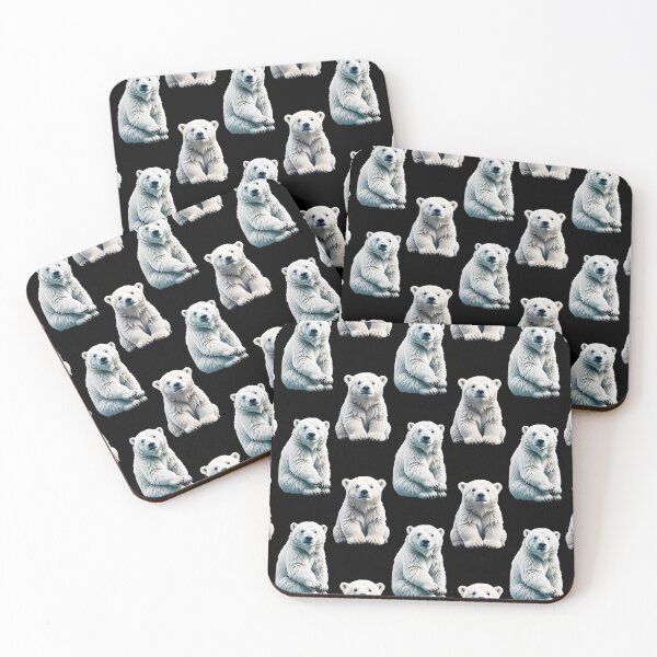 Item preview, Black Background Polar Bear Pattern  designed and sold by PatternTitan.