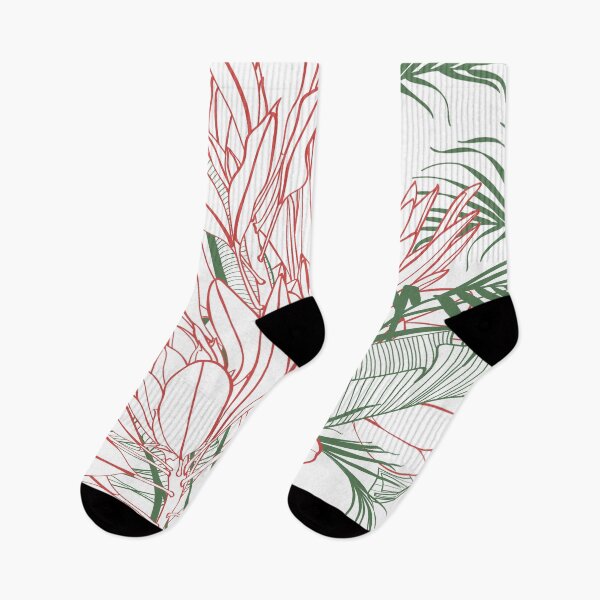Item preview, Tropical flowers background. Banksia, protea, palm leaves, line illustration. designed and sold by MatyKotiv.