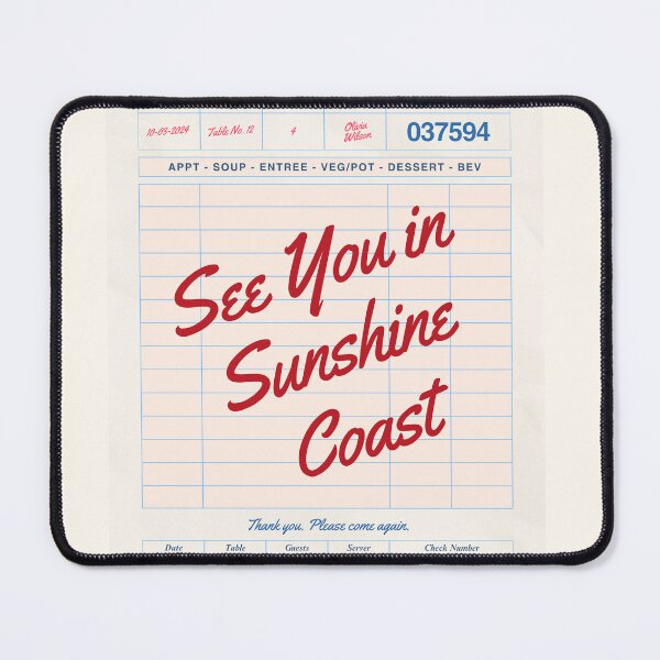 Item preview, See You in Sunshine Coast - Vintage Diner Guest Check Travel Print designed and sold by RM-Journey.