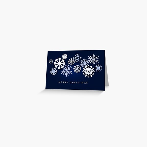 Item preview, Merry Christmas Greeting dark blue with abstract snowflakes designed and sold by Jdawnink.