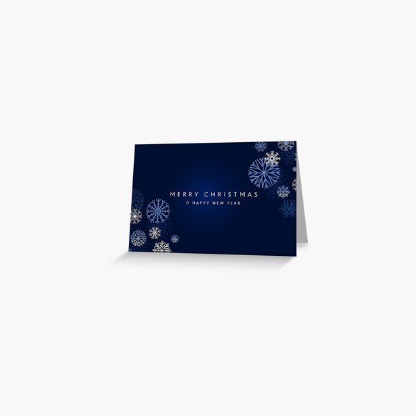 Item preview, Merry Christmas Greeting dark blue with abstract snowflakes designed and sold by Jdawnink.