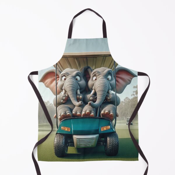 Item preview, Two Confused Elephants Jammed into an Under-sized Golf Cart - Full Detail designed and sold by nikkolaus.