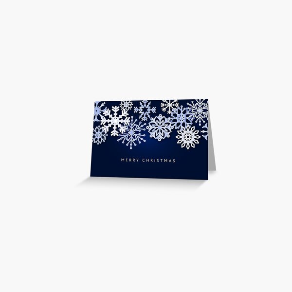 Item preview, Merry Christmas Greeting dark blue and white abstract snowflakes designed and sold by Jdawnink.
