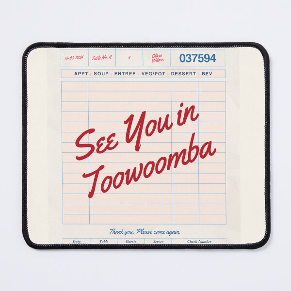 Item preview, See You in Toowoomba - Vintage Diner Guest Check Travel Print designed and sold by RM-Journey.