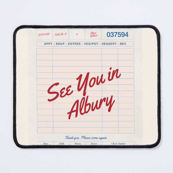 Item preview, See You in Albury - Vintage Diner Guest Check Travel Print designed and sold by RM-Journey.