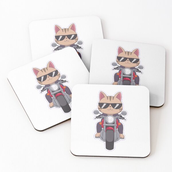 Item preview, Badass Cat kawaii on motorbike designed and sold by OnixDesign.