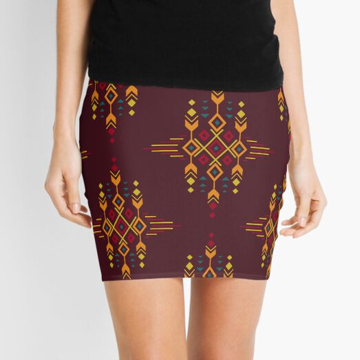 Aperçu de l'œuvre Motif tribal rustique rouge et or - Motifs ethniques créée et vendue par Nouveaupattern.