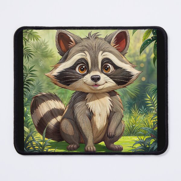 Item preview, A whimsical cute raccoon in the green jungle. designed and sold by IaroslavB.