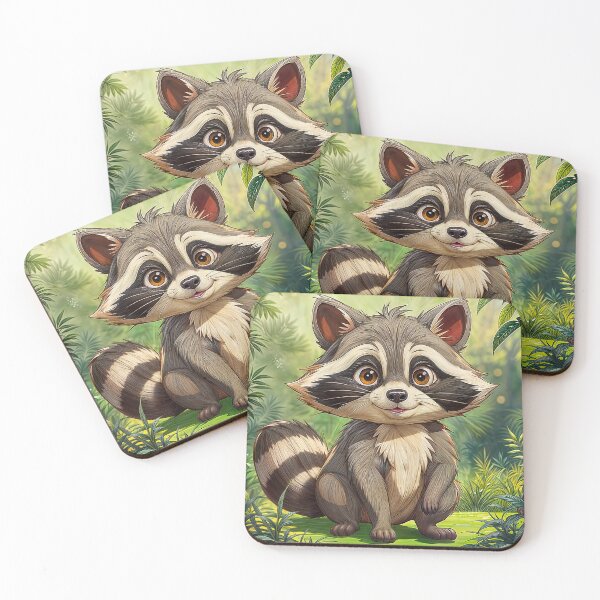 Item preview, A whimsical cute raccoon in the green jungle. designed and sold by IaroslavB.