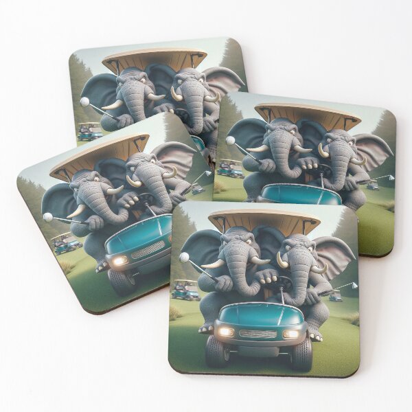 Item preview, Two Frustrated Elephants Jammed into an Under-sized Golf Cart - Full Detail designed and sold by nikkolaus.