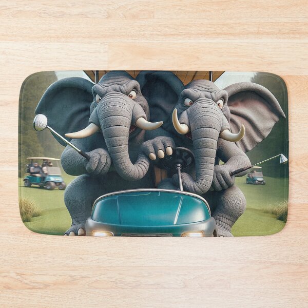 Item preview, Two Frustrated Elephants Jammed into an Under-sized Golf Cart - Full Detail designed and sold by nikkolaus.