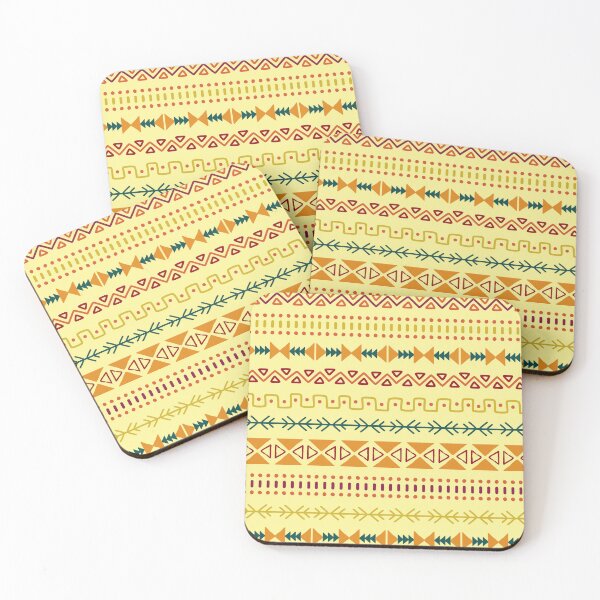 Item preview, Golden Aztec Border Pattern - Folk Art Geometric Stripes designed and sold by Nouveaupattern.