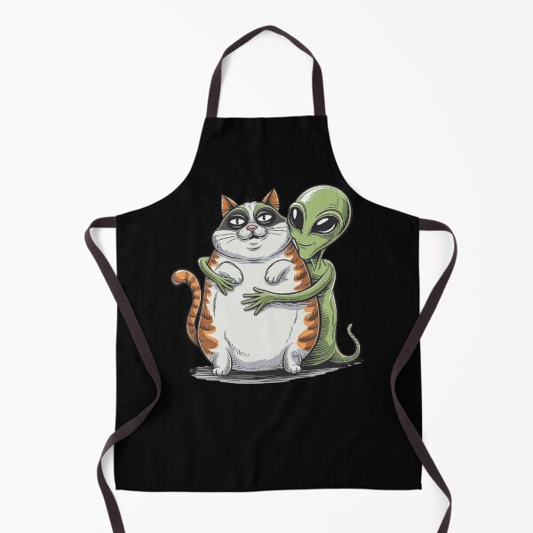 Item preview, Cute Alien and Fat Cat Hug - Funny Sci-Fi Pet Art designed and sold by love3617.