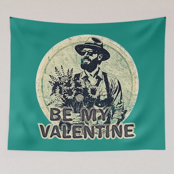 Item preview, be my Valentine Retro Hipster with Flowers designed and sold by Hen-C-Art.