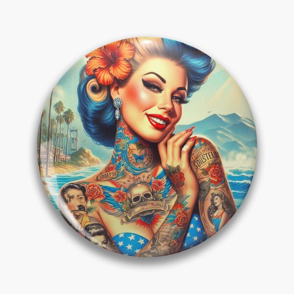Item preview, Tattooed Beach Girl designed and sold by PulpVintage.