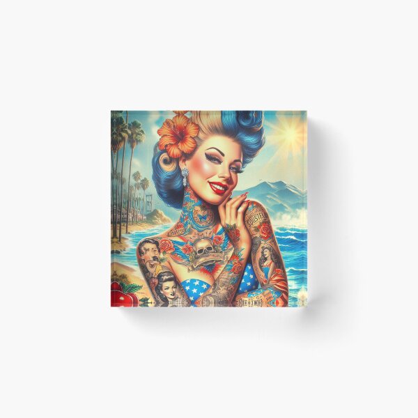 Item preview, Tattooed Beach Girl designed and sold by PulpVintage.