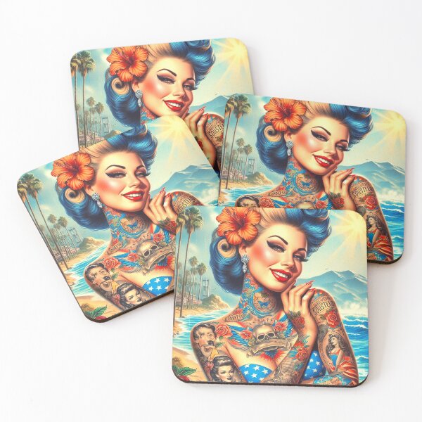 Item preview, Tattooed Beach Girl designed and sold by PulpVintage.