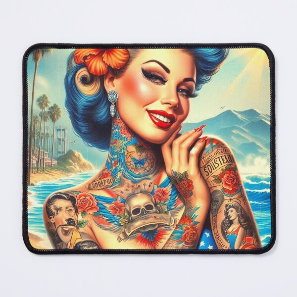 Item preview, Tattooed Beach Girl designed and sold by PulpVintage.
